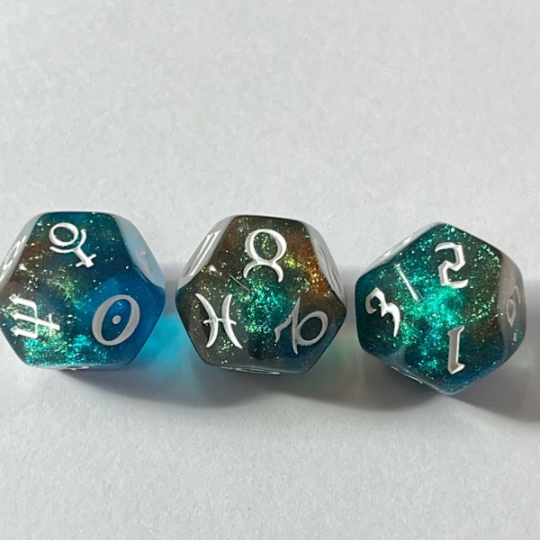 3x/ Set 12-sidiga astrologiska tärningar - akryl konstellations tärningar - flerfärgade - akryl tärningar - för konstellations spådom 0.03 1