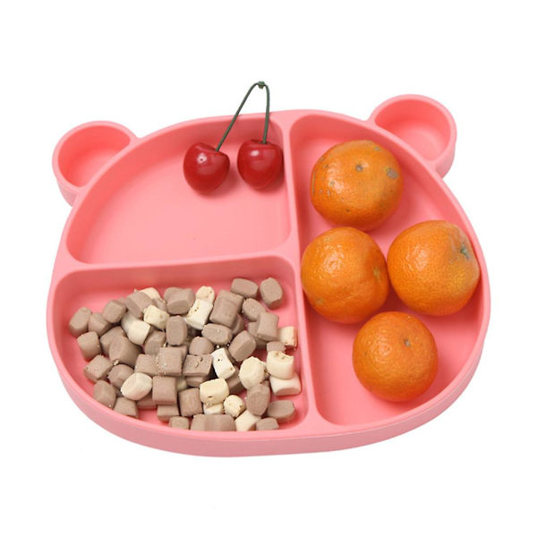 Silikon baby servis är lämplig för spädbarn och små barns sugkoppar, babyavvänjningstillbehör, servis Pink