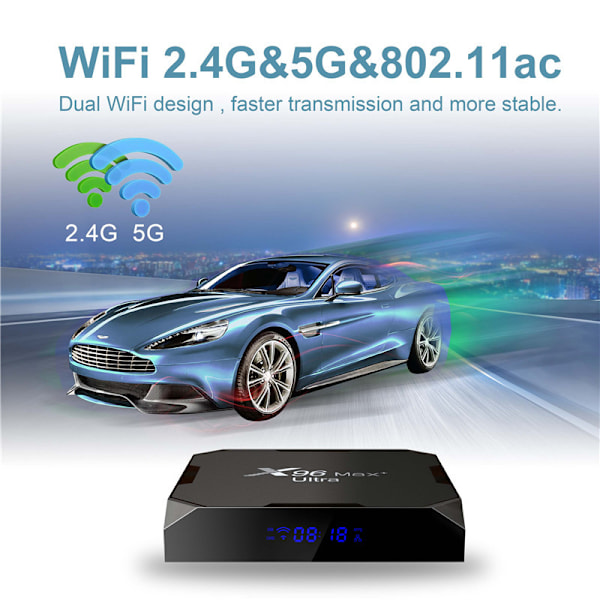 4GB 64GB X96 Max Plus Ultra TV Box Android 11 Amlogic S905X4 2.4G/5GHz Dual WiFi BT4.0 USB3.0 Understøtter AV1 H.265 8K 24fps 4K 60fps HDR Set Top Box EU EU 4GB 32GB