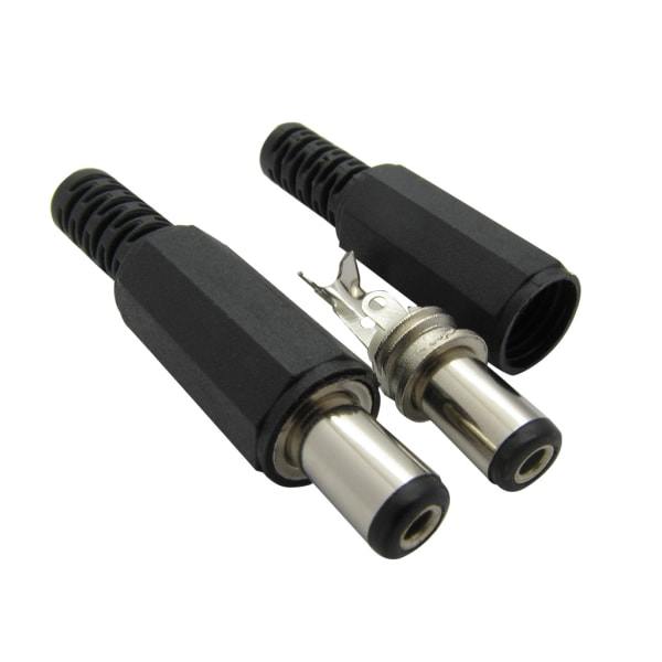 12V 3A Plast Han-stik + Hun-stik Panelmonteret Stik til DC Strømforbindelse 2.1mm x 5.5mm Ledning Strøm Pigtails Adapter