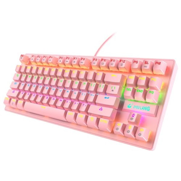 87-Tast Mekanisk Spil Tastatur - Pink