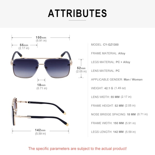 Partagas 2024 Fashion Trendy Luksus Designer Custom Logo Metal Dobbelt Bro UV400 Shades Solbriller Solbriller til Mænd C3 Gold Brown Double Brown