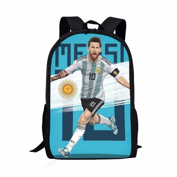 Messi Ryggsäck Fotbollsspelare Tonårspojkar Dragkedja Skolväska style 14