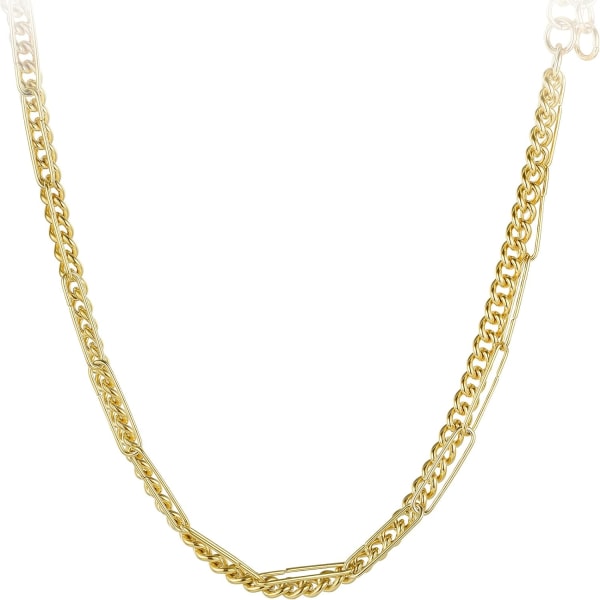 Trendiga dubbla lager länkkedja halsband Pearl Beads 18K guld Pla