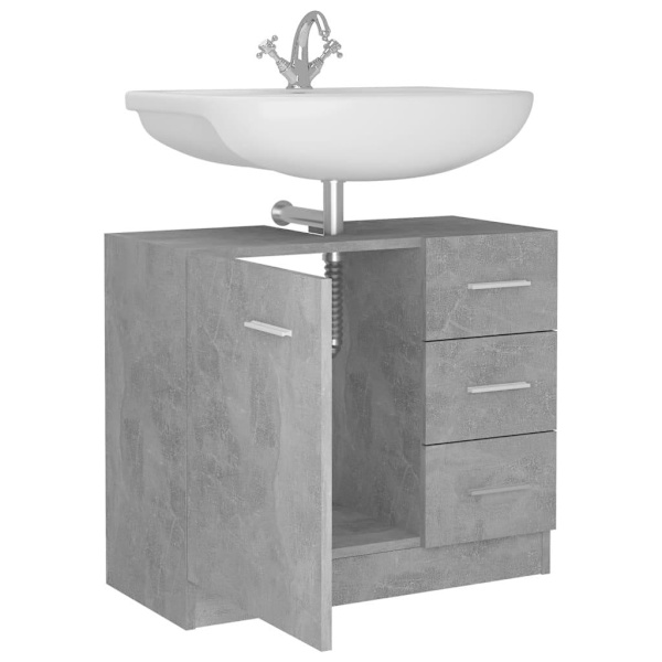 vidaXL Pesualtaiden allaskaappi betoninvärinen 63x30x54 cm tekninen puu Grey gray