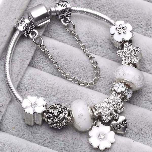 Nyt varmt sælgende krystal charme armbånd til kvinder perler passer til original armbånd armbånd Pandora stil juvel 21CM