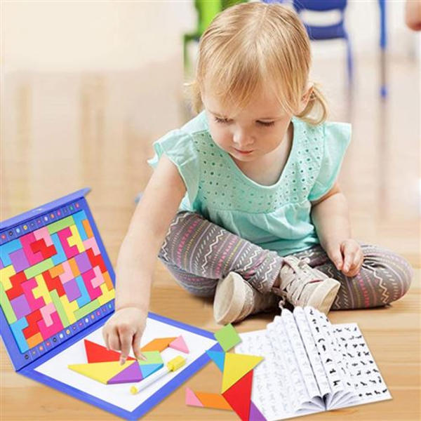 Multifunktionel Tangram Magnetisk Tetris Magnetisk Puslespil -