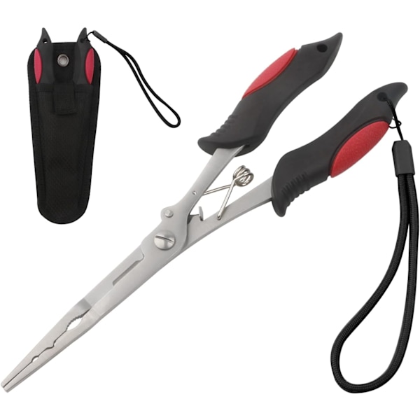 Stainless steel fishing pliers with sheath and string,