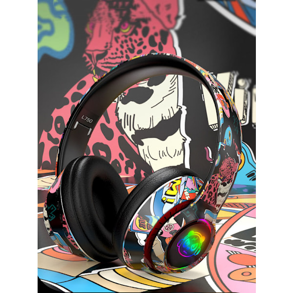 Trådlöst spelheadset, RGB HiFi Stereo Bluetooth-hörlurar med inbyggd mikrofon, lätta bärbara over-ear-hörlurar för dator