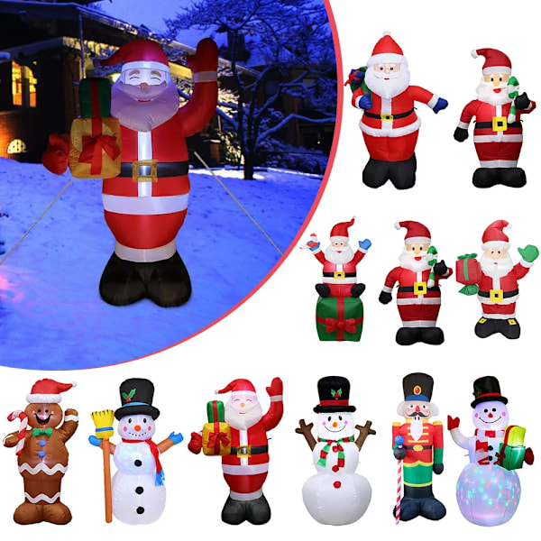 Uppblåsbar Snögubbe Santa Claus Nötknäppare Modell med LED-Ljus Uppblåsbara Juldockor för Jul Nyår Trädgårdsfest Dekoration Stil B style B UK