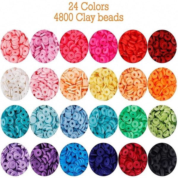 Flat Beads Armband Kit, 4800 bitar Handgjord Polymer Clay Fl