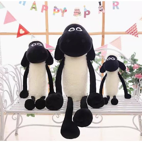 Shaun the Sheep -pehmoeläin, mustavalkoinen, sopii aikuisille ja lapsille 40cm