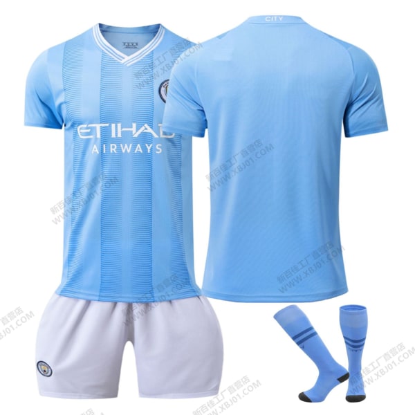 23-24 Manchester City hjemmebanetrøje nr. 9 Haaland 17 De Bruyne 10 Grealish fodbolduniform korrekt version af boldtøjet No number socks 22#