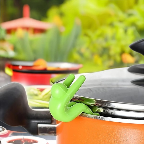 Silikonstöd Pan Pot Pot Lock Lock Anti-Overflow Pot Clip Kitc Green
