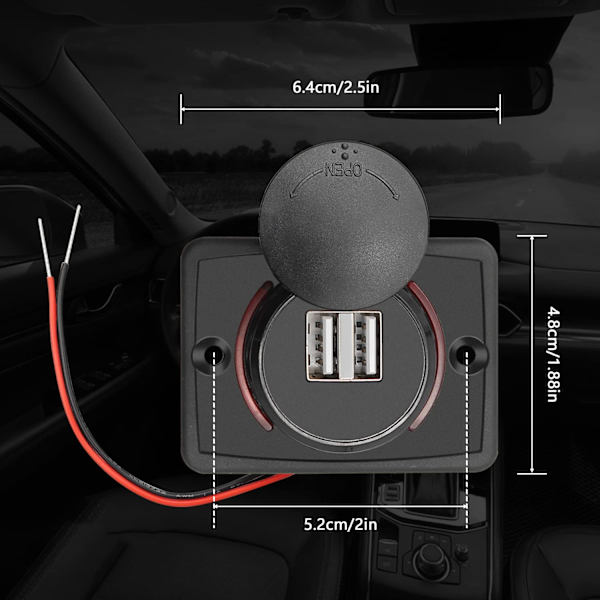 12V USB-pistorasia, 12V USB-portti, kaksois-USB 12V RV-pistorasia, 3,1A USB-autonlaturi, auton USB-laturi autoon, bussiin, asuntovaunuun, veneeseen (2 kpl)