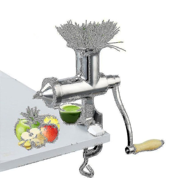 Manuell Vetegräs Press i Rostfritt Stål - Långsam Press för Frukt, Vetegräs, Grönsaker och Apelsinjuice - Hög Kvalitet - m.2797