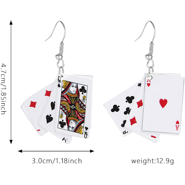 Personlighet Poker Dangle Øredobber Metall Legering Spillekort Simulere Kule Morsomme Øredobber for Kvinner Jenter