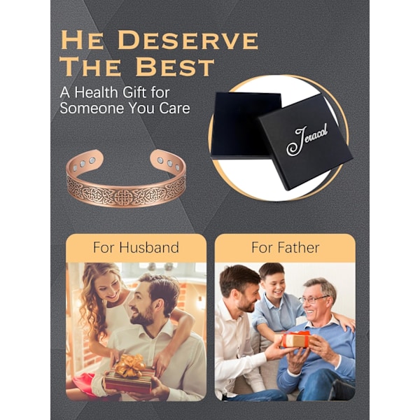 Lymfdränage Koppar Magnetiska Armband För Män 99% Massivt Koppar Armband Justerbara Armband Med Presentförpackning Koppar Keltisk K Copper Celtic Knot Count (Pack of 1)