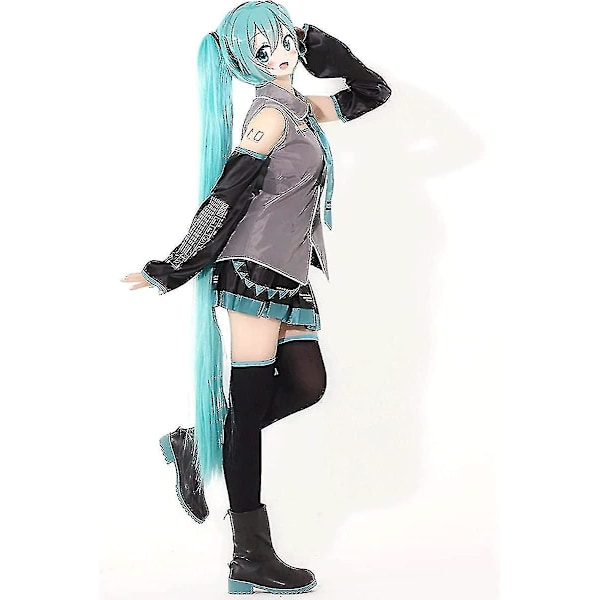 6 kpl/setti Hatsune Miku Cosplay-asu, Naisten Esitysasu, Fantastinen Puku, Sarjakuva-asu, Yhtenäinen, Halloween-juhliin M