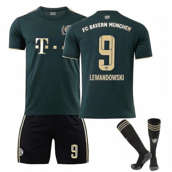 Lewandowski #9 Jersey 2022-2023 Ny Sesong Fotballtrøye Sett for Barn og Ungdom Gull Spesialutgave Golden Special Edition XS