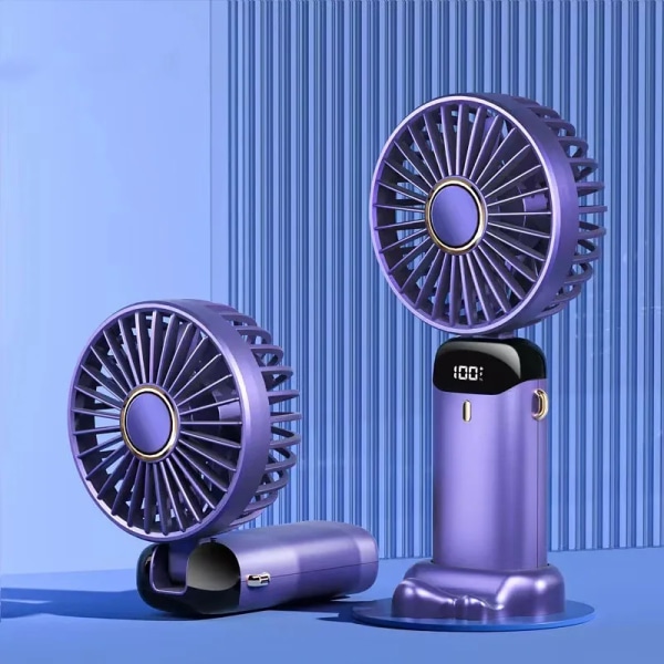 2024 Ny Bærbar Mini Håndholdt Lille Ventilator USB Opladning Håndholdt Ventilator Purple1