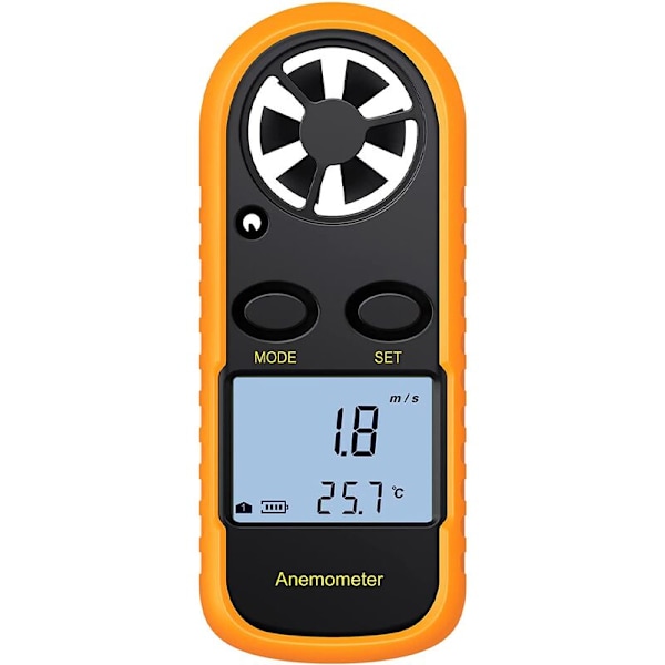 LCD digital anemometer Vindhastighetsmätare Luftflödeshastighetsmätare Indikator Termometer med bakgrundsbelysning