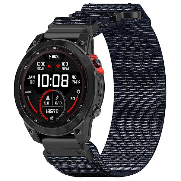 Nylonarmband med självhäftande remsa för Garmin Fenix 7X/7X Pro/Instinct 2X/QuickFit 26mm - Blå Blue Garmin Fenix 7X