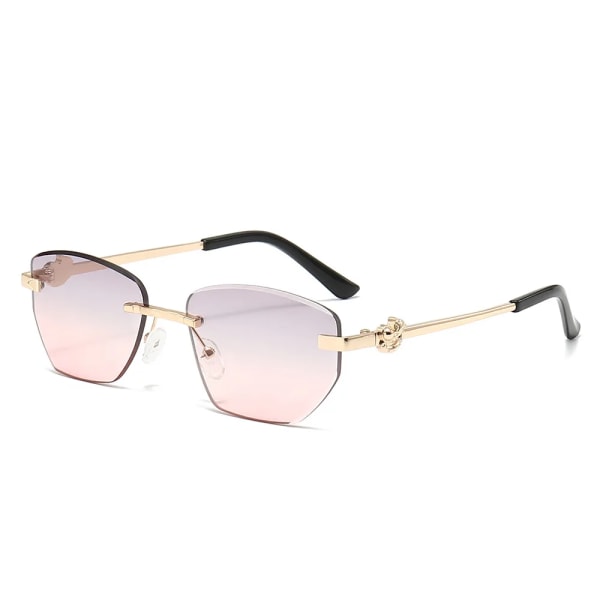 Ins trendiga 2024 mode solglasögon av hög kvalitet för damer uv400 klassiska båglösa solglasögon män anpassad egen logotyp C2 sunglasses