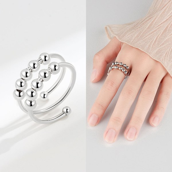 Antistressring dubbelt justerbar koppar platina silver sexdelad set-WELLNGS