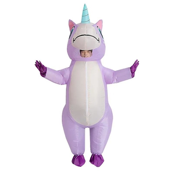 Lilla enhjørning oppblåsbar kostyme voksen barn regnbue Halloween kostymer for kvinner menn voksen karneval maskot jul cosplay lilla Purple Adult 150-190cm