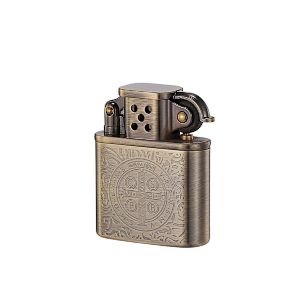 Udskåret antik stil løftearm benzin petroleum lighter, unik antik petroleum lighter til mænd, til udendørs, camping, vindsikker klatring (uden gas)