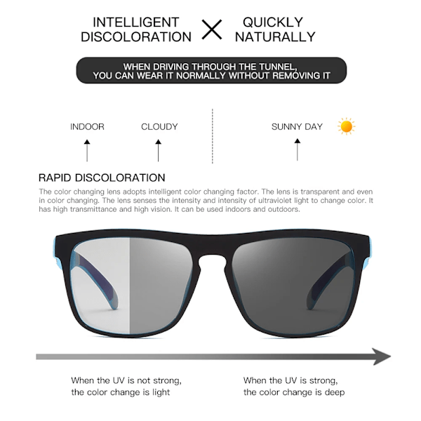 Fotokromatiska polariserade sportglasögon för män och kvinnor, cykel-, klätter- och körglasögon, UV400, färgförändrande glasögon M8