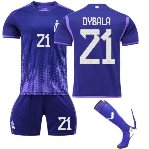 22-23 Argentina borta nr 10 Messi 11 Di Maria 22 Lautaro 21 Dybala Cup fotbollströja No. 11 with socks + protective gear #XL