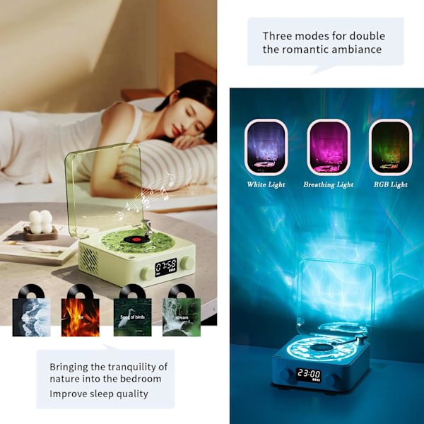 The Waves Vinyyli soitin, Wave Retro Vinyylilevy soitin Langaton Bluetooth kaiutin {FW} Green
