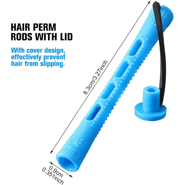 60 Pieces Long Perm Rods (Blue, 0.35 Inch) Plastic Hair Perm R