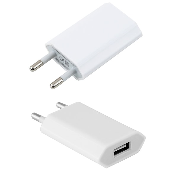 2-pak universell veggadapter 1A vegglader iPhone / Samsung etc