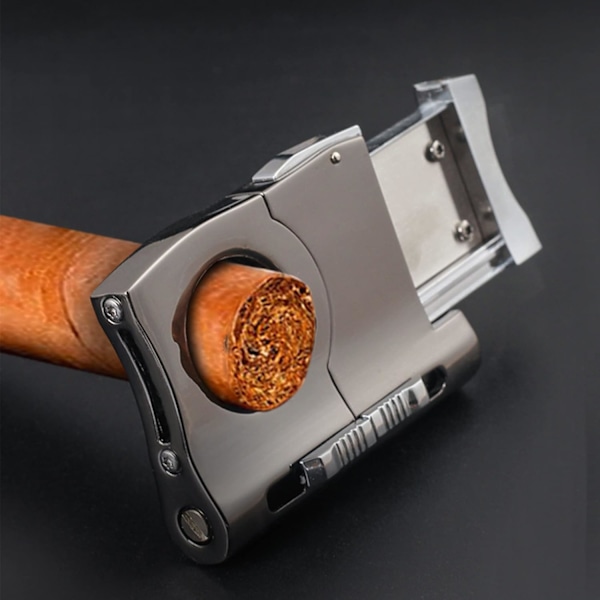 Professionel gave rustfrit stålcigar cutter med 2 cigar punches, cigar guillotine, cutter