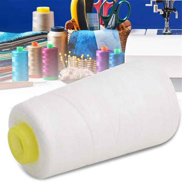 Solid Vit Tråd För Sömnad Polyester Sömnadstråd 3000 Yards Varje Bobbintråd För Sömnad Mac()