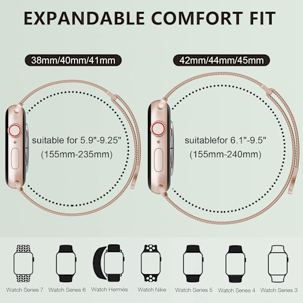 Kvinner og menn Mesh stål Mesh Loop Magnetisk spenne Erstatning for iWatch Band (45mm/44mm/42mm/49mm, Regnbue).