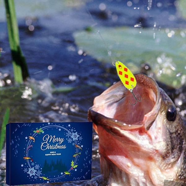 Fiskekalender 2024, 24 dagars fiskeutrustning Julkalender fiskebete set fiske adventkalender