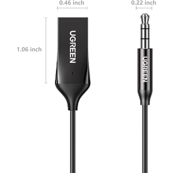 Bluetooth 5.3-adapter for bilens AUX-inngang - Mottaker med innebygd mikrofon for håndfri samtaler, kompatibel med bilhøyttalere og hjemmelyd