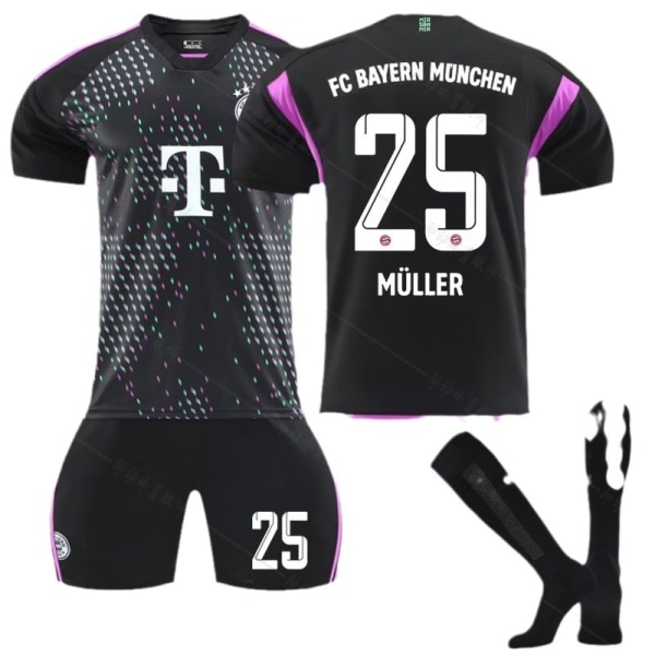 23-24 Bayern ude sort ny nr. 10 Sane 25 Muller 13 Choupo Moting fodbolduniform kort dragt trøje 2324 Bayern away number 25 #2XL