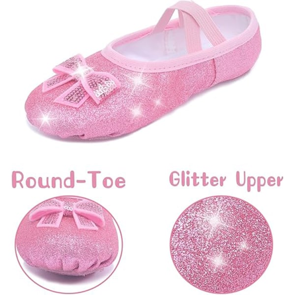 Pige balletsko med glitter og delt sål, blå Blue 25