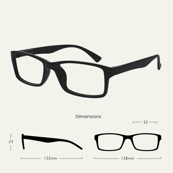 Företag Black Readers Value 4 Pack Designer Style Herr Dam RRRR92-1 +2,00 Svart Black +2.00 Magnification