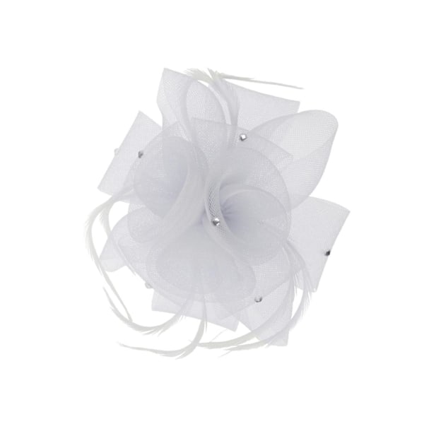 1/2 Bröllop Brud Dam Prom Ros Fjäder Fascinator Hårklämma Vit White 1 Set