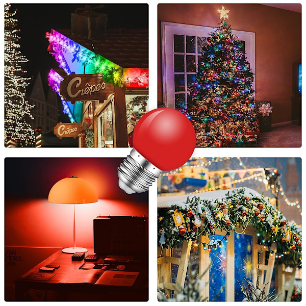 10-pack Färgade LED-lampor, 1W E27 G45 Glödlampor, Färgade LED Mini Globlampor, Blandade Färger för Utomhus- och Inomhusbelysning, Jul, Fest
