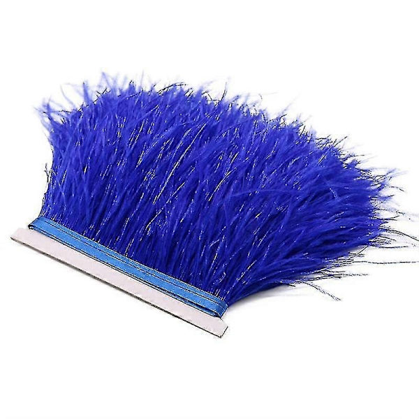2 Meter Farverigt Struds fjerband med Fjer til Tøjdekoration - Perfekt Royal Blue