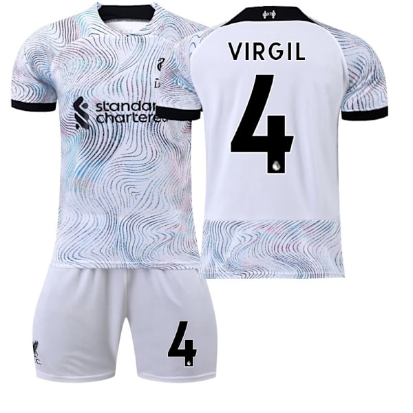 22-23 ny udebane helt hvid korrekt version nr. 11 Salah 27 Nunez 23 Diaz fodboldtrøje 2223 Away No. 4 #2XL