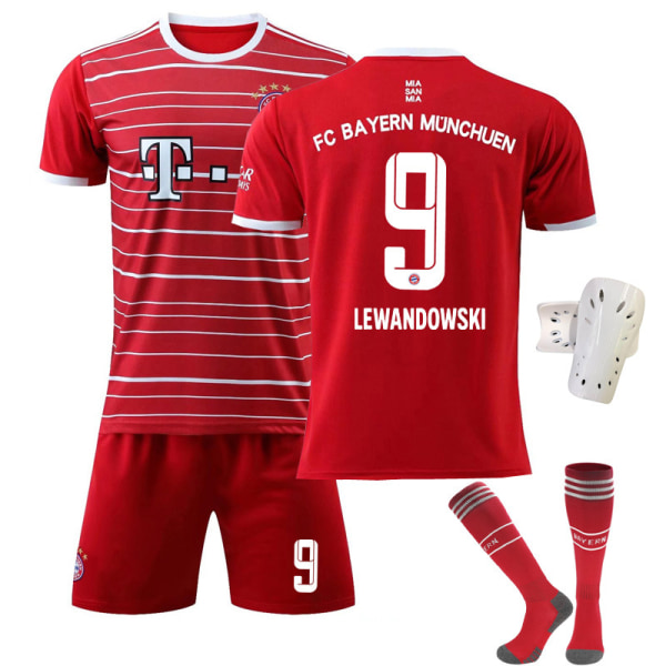 Ny Bayern hjemme nr. 9 Lewandowski nr. 25 Muller trøje fodbolduniform dragt nr. 10 Sane herre- og dame sportstøj No. 9 w/ Socks + Gear Size 22 Height 120cm-130cm