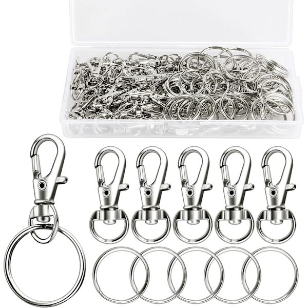 50 stk. metalclips og 50 stk. nøglering nøglering kroge